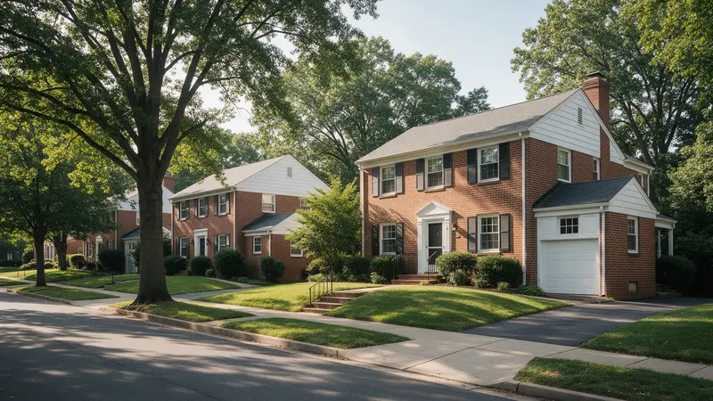Mid-century brick colonials, typical of Arlington County, Virginia