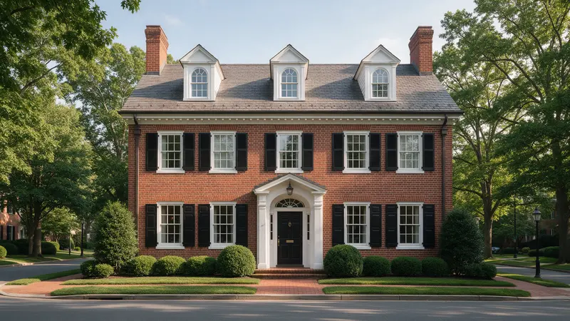 Red-brick colonial with dormers, typical of Bethesda
