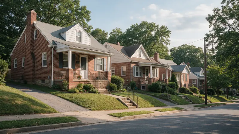 1940s brick Cape Cod and bungalow homes, typical of Silver Spring