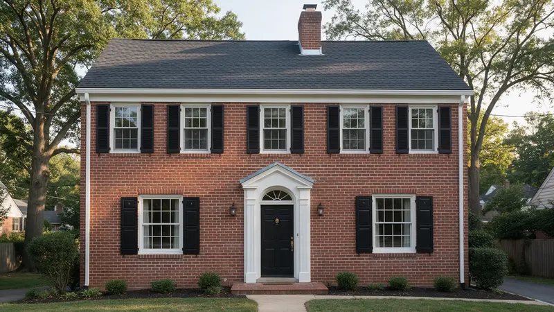 Brick colonial with a new charcoal architectural shingle roof
